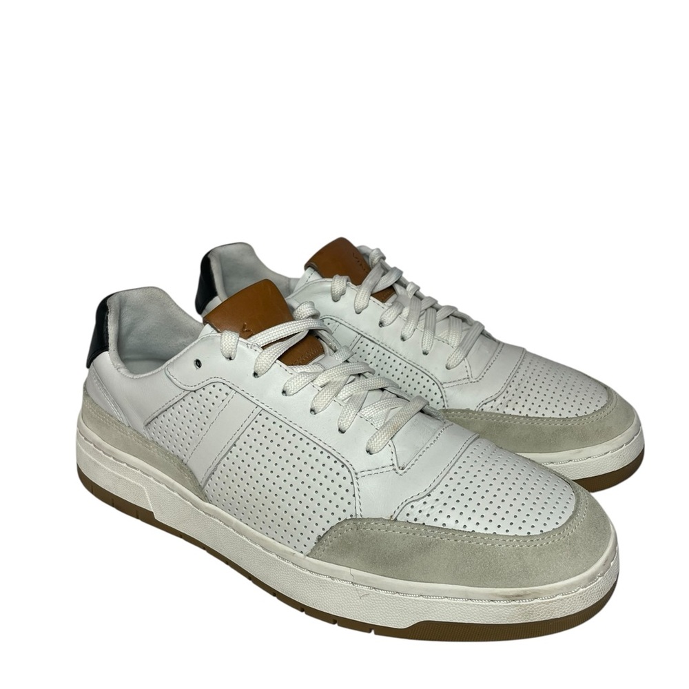 VINCE Mason Sneaker Shoe Men's 8 White Leather Lace Up Low Top Casual Comfort